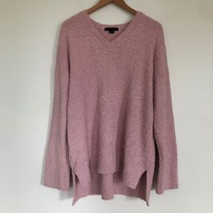 Sanctuary Pink V-Neck Teddy Sweater Size XL